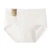 Roupa Íntima Feminina Jacquard 100% Algodão 7A Comprimento Total Tingimento Antibacteriano Sem Corantes Confortável Respirável Forro de Ácido Polilático Calcinha Branca Pura