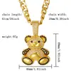 Pingente Fofo de Urso Estilo Japonês e Coreano Transfronteiriço para Meninas, Colar de Animal Cartoon Fresco com Pedras Cheias, Joias da Moda