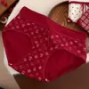"""Película de Año Nuevo" 10A Algodón Puro Antibacteriano Ropa Interior Clase A Año del Caballo Rojo Buena Suerte Calzones de Boda para Mujer"""