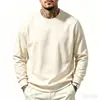 Sudadera casual de cuello redondo con hombros caídos para hombre, estilo europeo y americano, color liso, simple, holgada, talla grande, siempre en stock