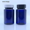 Frasco Plástico PET para Cuidados com a Saúde 100ml Frasco Redondo Frasco para Cápsulas Frasco para Gomas Preto Azul Tampa Flip-top Dourada UV