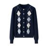 Tejido de Punto para Mujer Jacquard Liso Calibre 12 Cuello Redondo Cachemira Pura Nuevo Modelo Cardigan de Punto con Botón de Resina Hombro Derecho