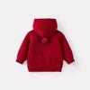 Suéter con Capucha Espeso Forrado de Felpa para Bebés y Niños Pequeños, Nuevo Estilo Invierno 2025, Tejido de Punto Cálido de Color Sólido, Elegante y Versátil