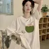 Camiseta Blanca de Cuello Redondo y Manga Corta con Estampado Divertido de Seda de Leche para Hombres y Mujeres 2026 Verano Estilo Perezoso Holgada y Versátil Ins