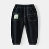 Pantalones Casuales Juveniles para Niños Khaki Negro Xizang Pantalones Casuales Elásticos Suaves Pantalones Infantiles Lindos con Dibujos