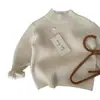 Suéter de Tricô Infantil para Meninos, Novo Estilo de Inverno Espesso, Blusa Lisa para Crianças Pequenas, Suéter Base Tendência para Bebês Meninas, Quente Transfronteiriço