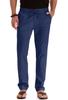 Calça de Linho Masculina de Cintura Média com Cordão, Cor Sólida, Solta, Reta, para Caminhada ao Ar Livre, Praia, Casual