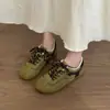2026 Zapatos Casuales Forrest Gump Nuevos Suela Gruesa Zapatos de Tabla Moda Caña Baja Otoño con Cordones Zapatos de Entrenamiento Alemanes Estilo Coreano para Mujer Tela Beige