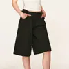 Em estoque: Calça Pantalona Cropped Nova para Mulheres, Shorts Sete Pontos Retos Largos, Estilo Básico Versátil