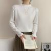 Camiseta Base Suave Cera Semicuello Mujer Otoño e Invierno Suelta Estilo Extranjero Top Interior Básico Casual Adelgazante Suéter de Punto