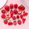 20 Colgantes de Frutas de Resina Roja Cereza Fresa Manzana Pimiento Verdura Colgante Pequeño Accesorios para Joyería DIY