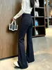 Pantalones acampanados de canalé azul marino para mujer, nuevo estilo otoño 2026, cintura alta americana, levanta glúteos, adelgazantes, pantalones acampanados casuales para yoga