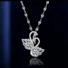 Live do Tiktok Colar de Cisne Duplo em Ouro Branco Pt950 Pingente de Nicho Corrente para Clavícula Feminina Presente para Namorada Novo Modelo 2024