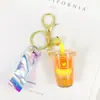 Chaveiro Criativo de Letra com Óleo e Bolinhas Coloridas Flutuantes Delicadas, Adequado para Meninas, Argola de Chaveiro de Bolsa de Casal
