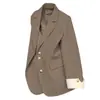 Traje de Mujer Estilo Coreano con Mangas Enrolladas, Múltiples Colores en Stock, Entrega Directa, Nuevo Modelo Otoño 2026, Botón Dorado, Color Brillante, Blazer de Corte Holgado