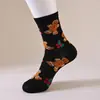 Calcetines Navideños de Moda Otoño e Invierno Papá Noel Reno Muñeco de Nieve Hombre de Jengibre Dibujos Animados Calcetines de Media Pantorrilla Calcetines de Mujer Transfronterizos Venta al por Mayor