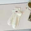 Calcetines cortos de malla con bordado de cachorros de dibujos animados para primavera y verano, venta al por mayor, de color sólido, combinables con todo, para mujer