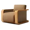 Sofá de Teca para Exteriores Nórdico Diseñador Villa Patio Madera Maciza Sofá de Ocio B&B Hotel Madera Anticorrosiva Muebles
