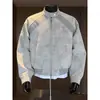 Chaqueta retro americana tie-dye mate con cuello alto para hombre, marca de tendencia primavera y otoño cleanfit abrigo de pareja deconstruido desgastado