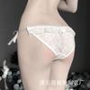 Calcinha de Renda Triângulo com Cadarço Feminina Lin Linting Calcinha de Cintura Baixa Tentação Calcinha com Tiras Florais Transparentes