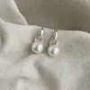 Pendientes Redondos de Perla con Aguja de Plata Estilo Ouyang Nana, Pendientes de Gama Alta de Nicho, Versátiles para el Uso Diario, Pendientes para Mujer