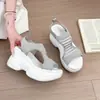 Sandalias Deportivas de Plataforma con Suela Gruesa de Malla Tejida de Punto Estilo Verano 2026 para Mujer, Talla Grande, Cuña, Punta Abierta, Romanas, que Aumentan la Altura