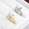 Moda y Dulzura Diseño Fresco Estilo Chica Popular Anillo de Mariposa Forma de Cadena Distintiva Anillo Abierto Ajustable Joyería de Cobre