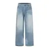 Jeans Lavados Retro Americanos con Diseño de Bigotes Desgastados para Hombre y Mujer 2025 Sueltos Rectos Pierna Ancha Pantalones Largos