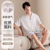 Pijama Masculino de Manga Curta com Shorts em Estoque do Fabricante, Seda Gelada, Estilo Novo de Verão, Cardigã com Lapela, Roupa de Casa, Conjunto de Duas Peças