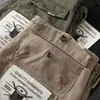 Pantalones de Trabajo Retro Americanos de Primavera y Otoño Bolsillos Individuales con Botón Pierna Recta No Elástica Deportivos Resistentes al Desgaste Pantalones de Trabajo Casuales para Hombre Hombres