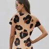 Primavera y verano 2024 los más vendidos europeos y americanos para mujer vestido redondo de leopardo para mujer venta transfronteriza más vendida manga corta falda midi plisada