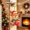 Nuevo llavero acrílico plano de animal de dibujos animados lindo para Navidad, colgante de decoración para mochila, pequeño regalo