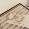 Pendientes de aro grandes de doble capa superbrillantes para mujer, diseño único de Instagram, elegantes, sencillos, versátiles