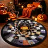Alfombra decorativa redonda temática de Halloween para uso doméstico, adecuada para salas de estar, a prueba de polvo y resistente a las manchas, se puede usar como alfombra de sofá o mesa de café, y como una alfombrilla de piso fresca y cómoda para dormitorios