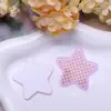 Tocado de Estrella Tela Cuadros Estrella de Cinco Puntas Impresión Acrílica DIY Collar Pin Lateral Pasador de Pelo Accesorios para el Cabello