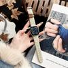Correa de Felpa con Cola en V para Otoño e Invierno para Apple watch 456789 Generación Correa de Reloj Rayada Creativa Casual Coreana