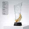 Trofeo de premio de fábrica original panel inclinado transparente colorido personalizado estrella de cinco puntas para reunión anual cumbre reconocimiento, impresión y grabado personalizables