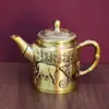 Fábrica de Origen Latón Diseño de Cinco Vacas Adorno de Tetera con Tapa Superior Giratoria, Olla de Cobre para Mesa de Té China, Decoración del Hogar al por Mayor