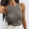 Regata Branca Feminina de Verão com Alças Espaguete Caneladas, Design Curto, Blusa de Tricô para Usar por Baixo para Uso Externo 2025