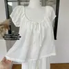 Blusa Babydoll Ligera de Ramio Natural Changxia de Jeju con Mangas Abullonadas Top Holgado Ropa Interior Blanca