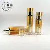 Set de cosméticos en botella de alta capacidad de acrílico Amarillo degradado Botella cuadrada Botella para loción Material de embalaje para productos de cuidado de la piel