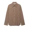 ZA Ropa de Mujer de Comercio Exterior Transfronterizo Europa AliExpress Venta Caliente Camisa de Popelina Rayada Holgada Ajustada