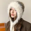 Gorro de Felpa para Mujer Otoño e Invierno Mujeres a Prueba de Frío Gorro de Lana de Color Cabeza Grande Engrosado Moda Cálido Gorro Lei Feng