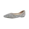 5933-36 Zapatos Planos de Punta Fina con Pedrería y Boca Baja para Mujer Estilo Hada Planos Perfectos con Faldas Zapatos de Novia para Dama de Honor Zapatos de Boda
