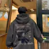 Moletom Oversize High Street Masculino com Capuz Marrom Moderno Americano Outono e Inverno Retrô Veludo Espessado Solto Jaqueta