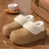 Zapatos de Algodón Impermeables para Mujer Otoño/Invierno Extraíbles para Interiores Antideslizantes para Exteriores Con Forro de Terciopelo Cálido Suela Gruesa Cubre Tacón Pantuflas de Algodón