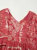 Vestido midi solto estampado de manga longa de verão feminino estilo europeu e americano 7415