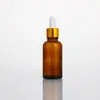Frasco de Óleo Essencial de 30ml Frasco Pequeno Vazio Embalagem Vidro Cor de Chá Sentido Avançado Frasco com Conta-gotas de Pressão Essência Engarrafada