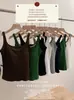 Moda Nuevo Llegado Sin Mangas Tirante Acolchado Chaleco Corto de Punto Color Sólido Capa Interior Top Casual Versátil Estilo Fresco 12621