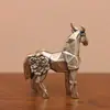 Caballo Geométrico Nórdico Artesanía Creativa de Latón Puro Figura de Animal Decoración para Hogar Sala de Estar Oficina Escritorio Regalo